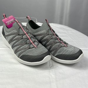 Skechers Ayra Slip-On Shoes Sneakers Air Cooled Memory Foam Gray Pink Si…